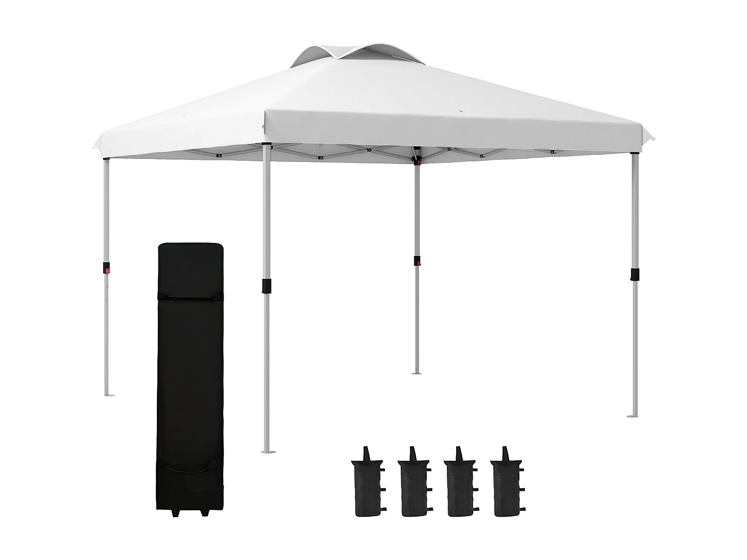 Tonnelle barnum pop-up pliant 3 x 3 m sac de transport à roulettes blanc