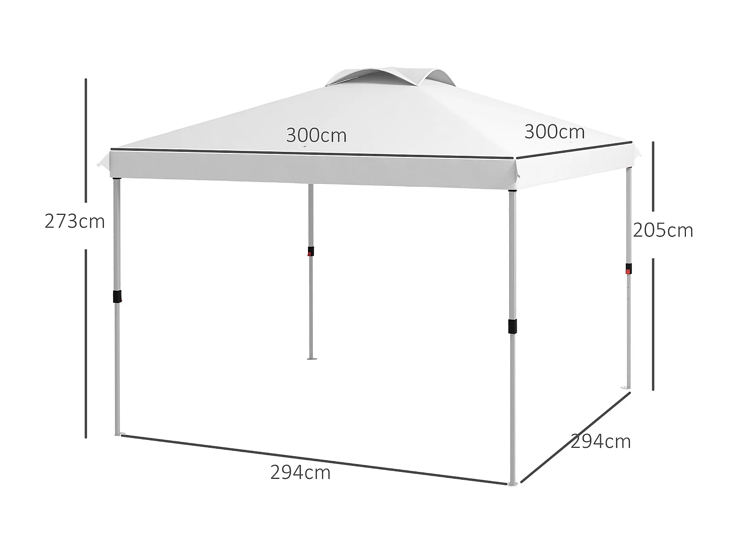 Tonnelle barnum pop-up pliant 3 x 3 m sac de transport à roulettes blanc