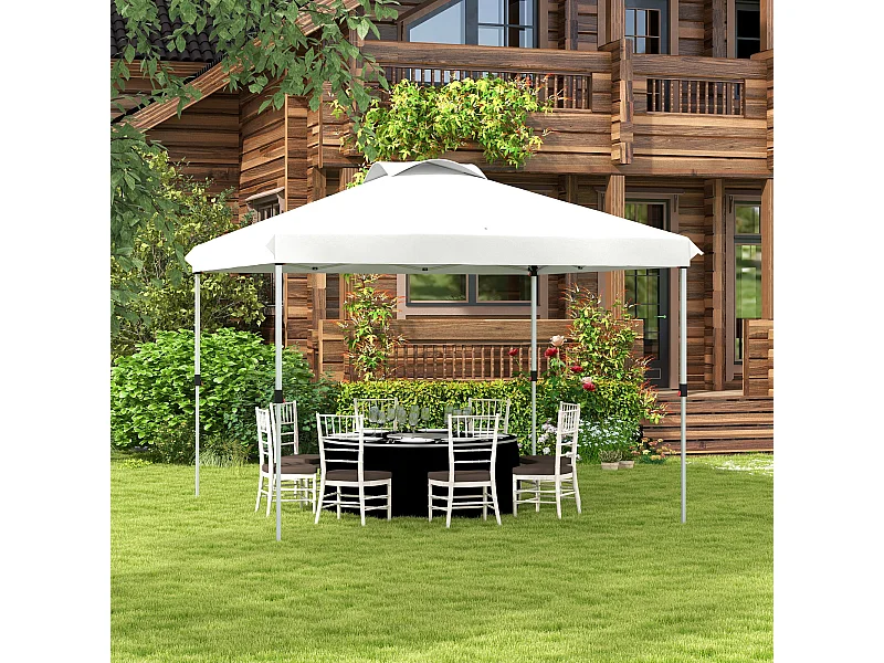 Tonnelle barnum pop-up pliant 3 x 3 m sac de transport à roulettes blanc