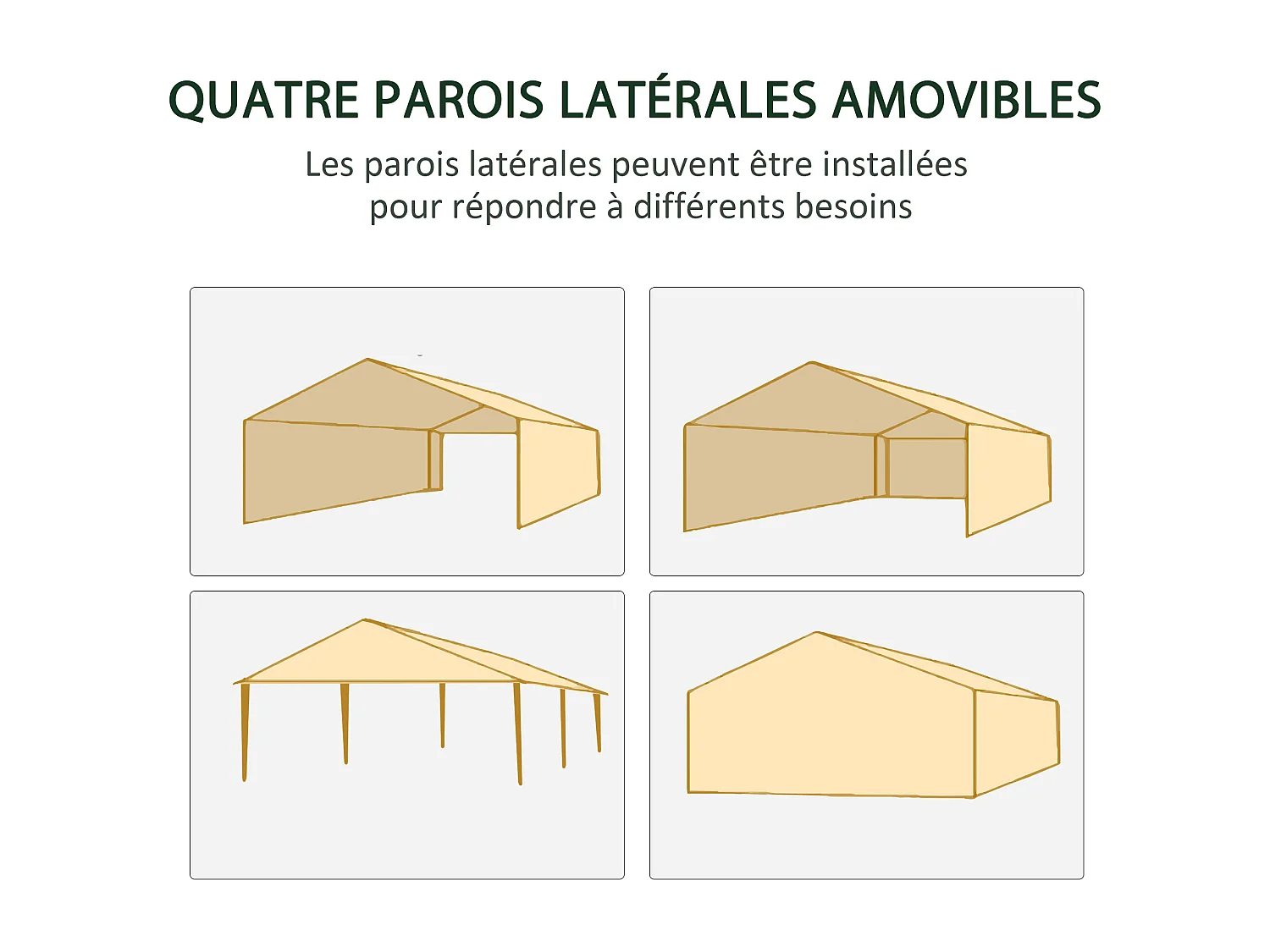 Tonnelle barnum dim. 5,85L x 2,95l x 2,55H m 6 moustiquaires amovibles blanc noir