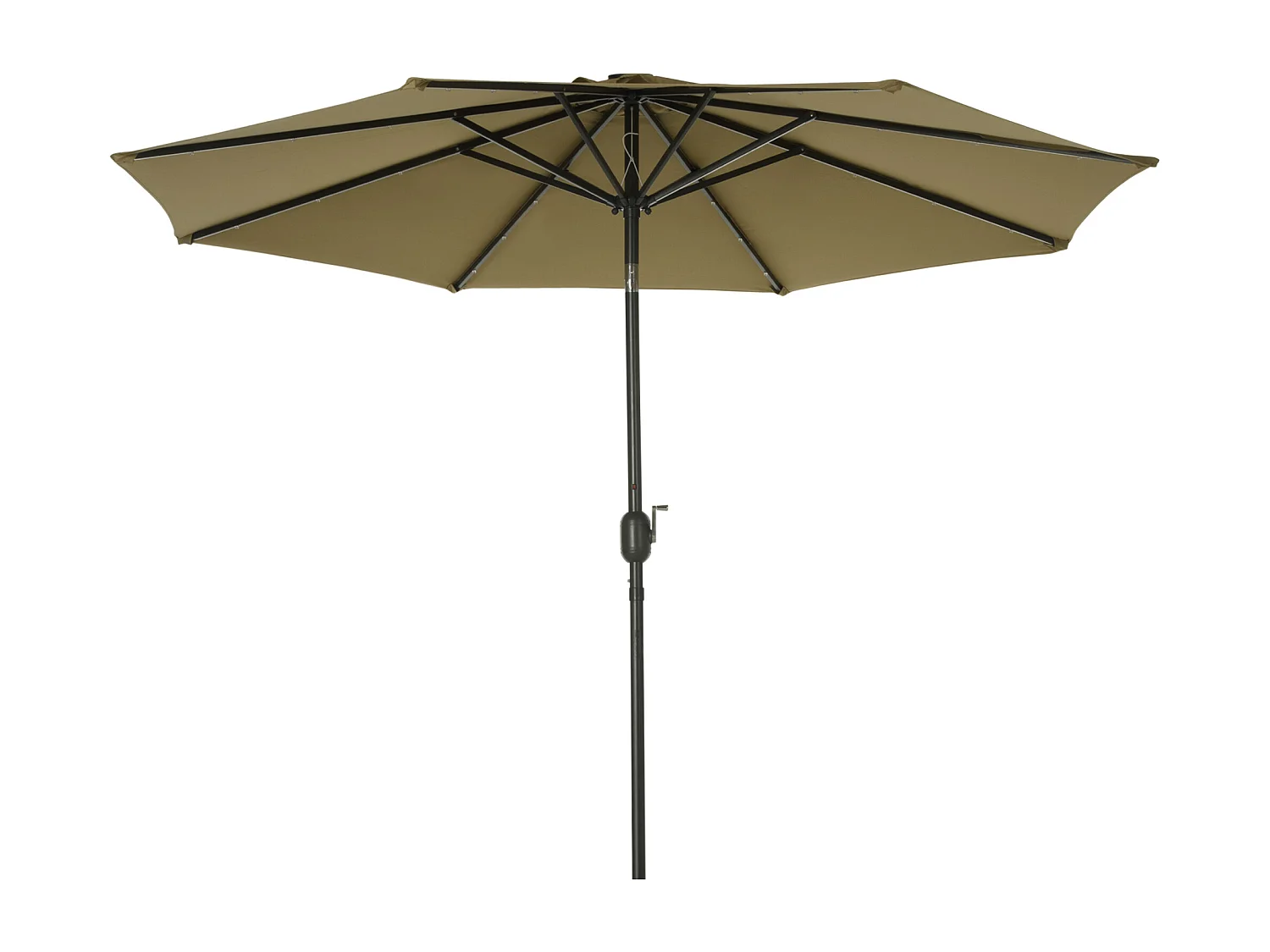 Parasol octogonal inclinable Ø 2,67 x 2,4 m lumineux solaire 24 LED polyester haute densité 180 g/m² kaki