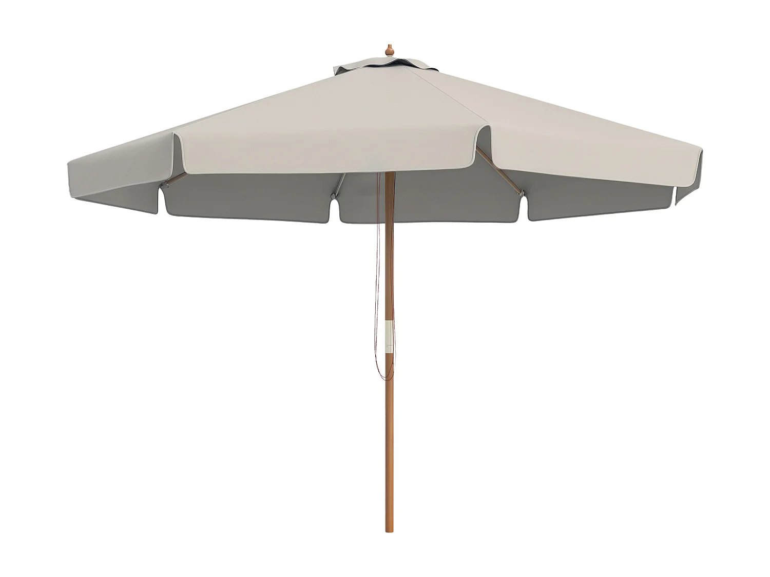 Parasol droit rond grande taille de jardin Ø 3,25 x 2,5H m bois de bambou polyester gris