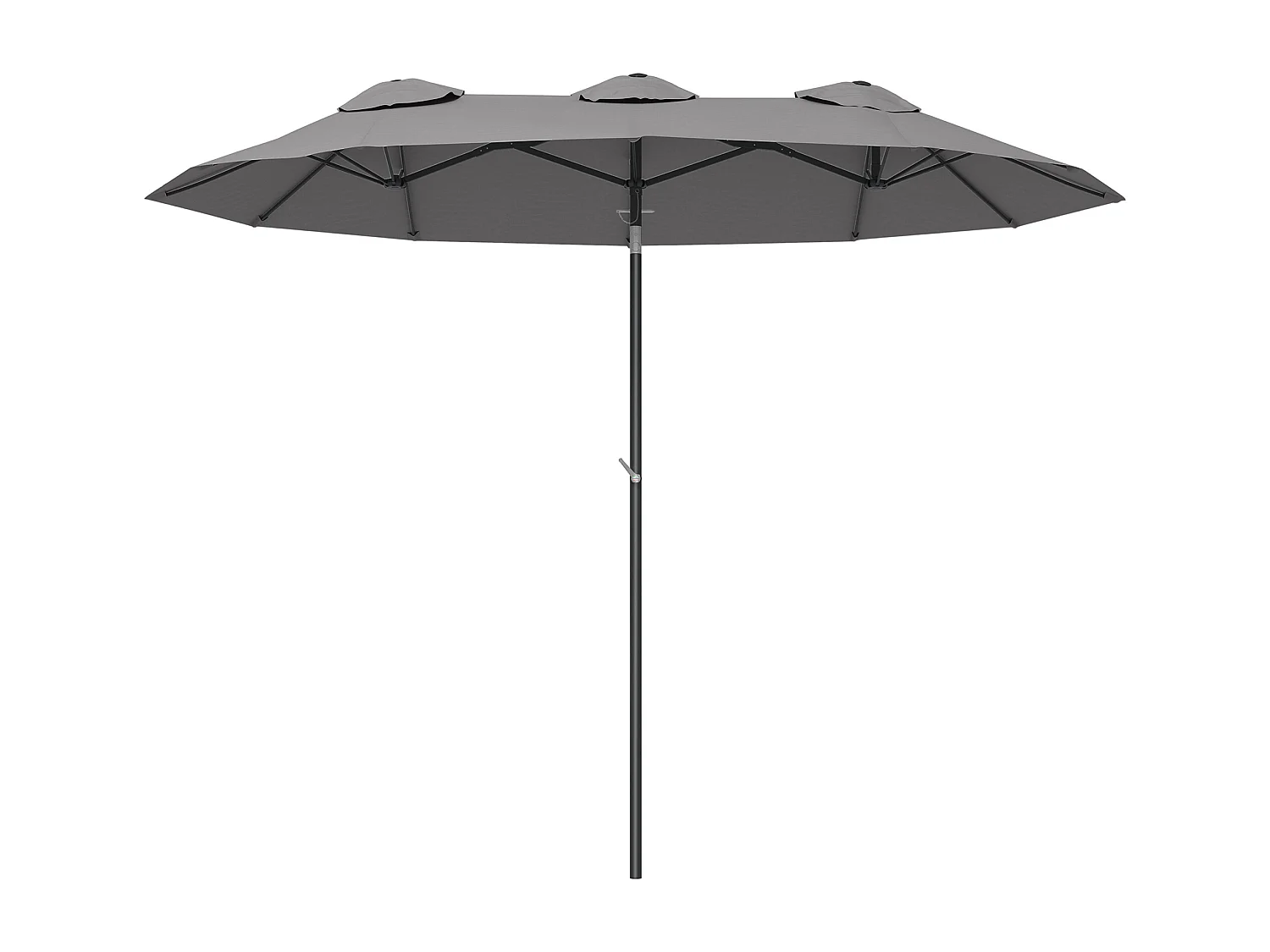 Parasol de jardin inclinable grande taille ouverture fermeture manivelle acier polyester haute densité gris