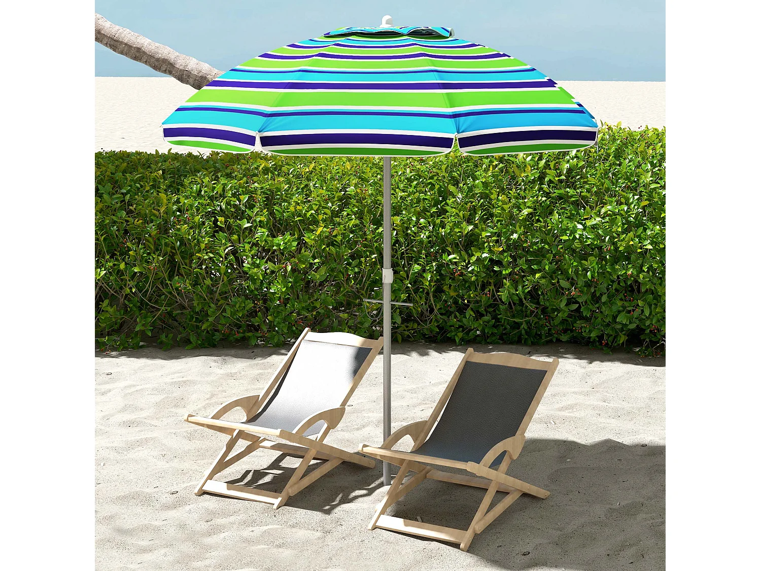 Parasol inclinable réglable de plage protection UV40+ Ø178 cm sac transport inclus