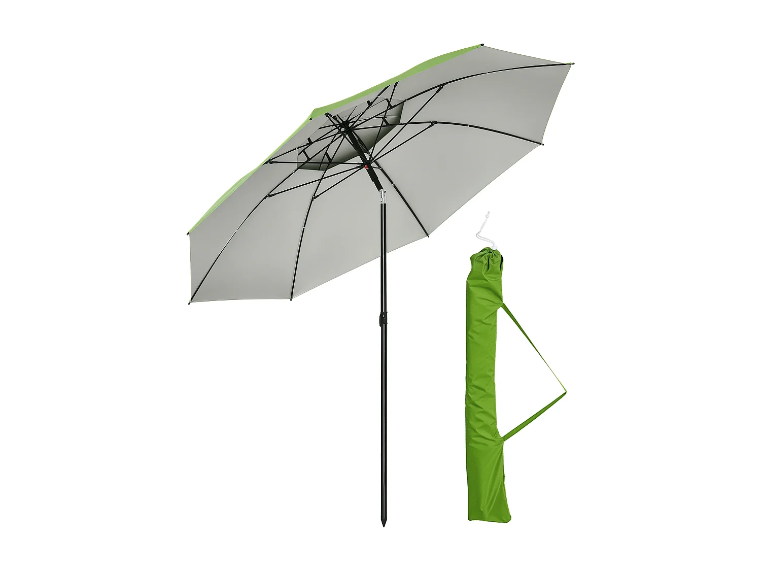 Parasol inclinable de jardin parasol de plage rond Ø 185 cm vert