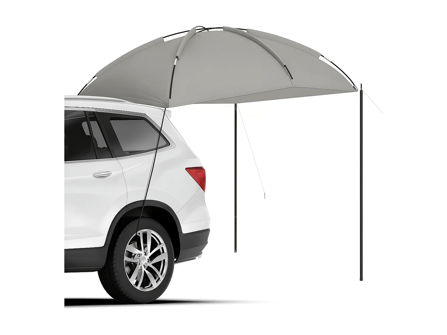 Abri solaire de camping - barnum réglable en dôme, sac inclus - acier polyester haute densité gris