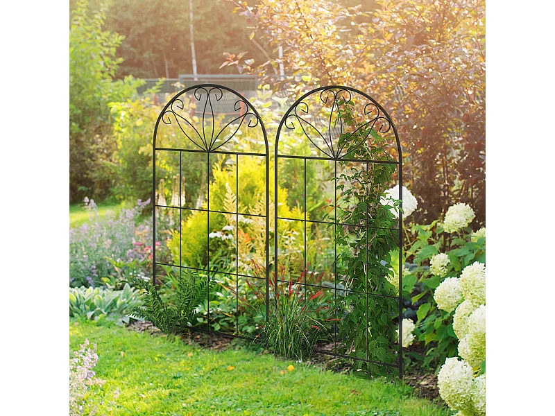 Treillis de jardin lot de 2 support pour plantes grimpantes en métal noir