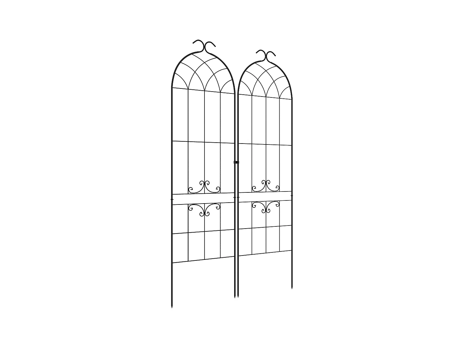 Lot de 2 treillis de jardin support pour plantes grimpantes métal noir