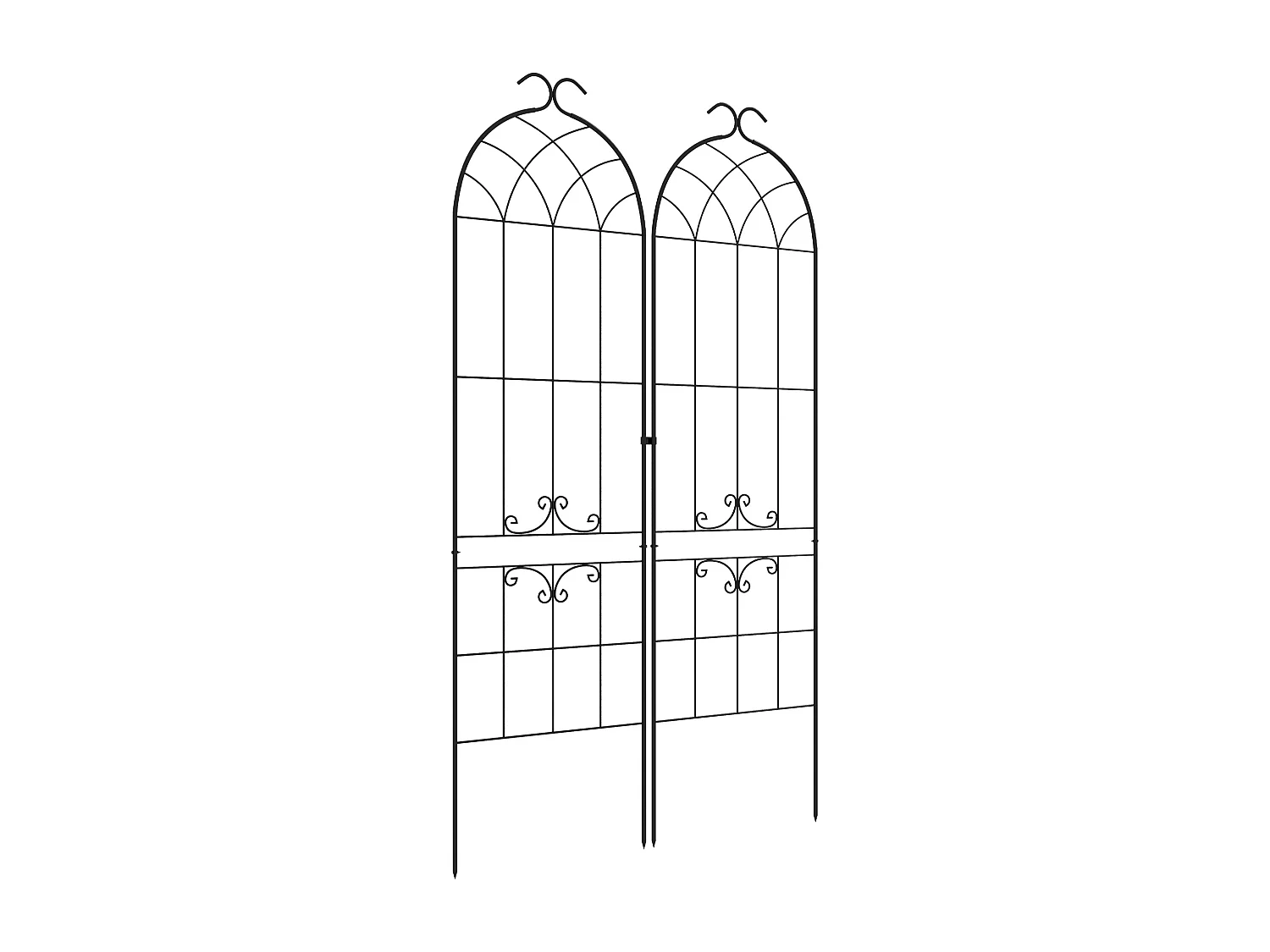 Lot de 2 treillis de jardin support pour plantes grimpantes métal noir