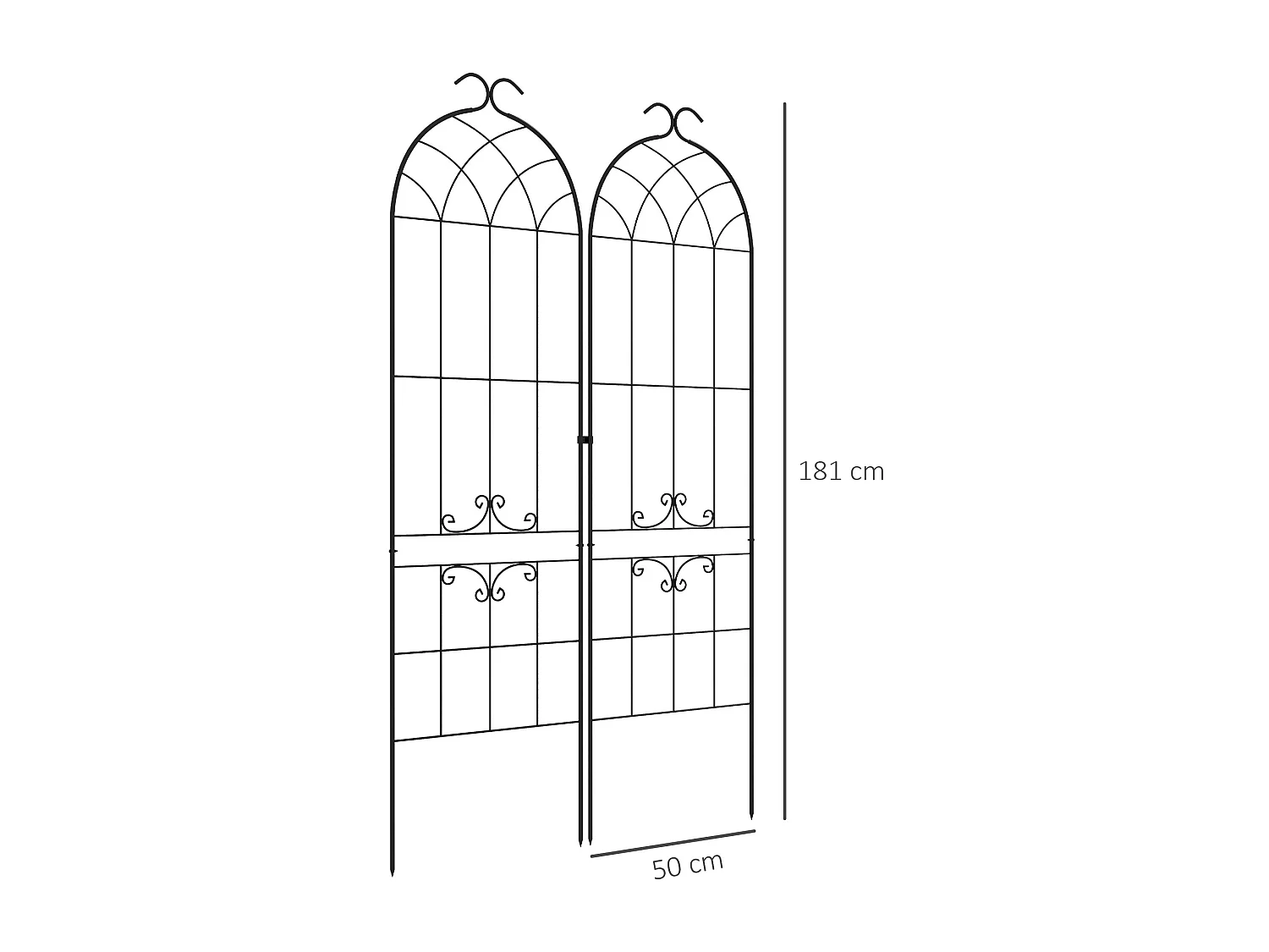Lot de 2 treillis de jardin support pour plantes grimpantes métal noir