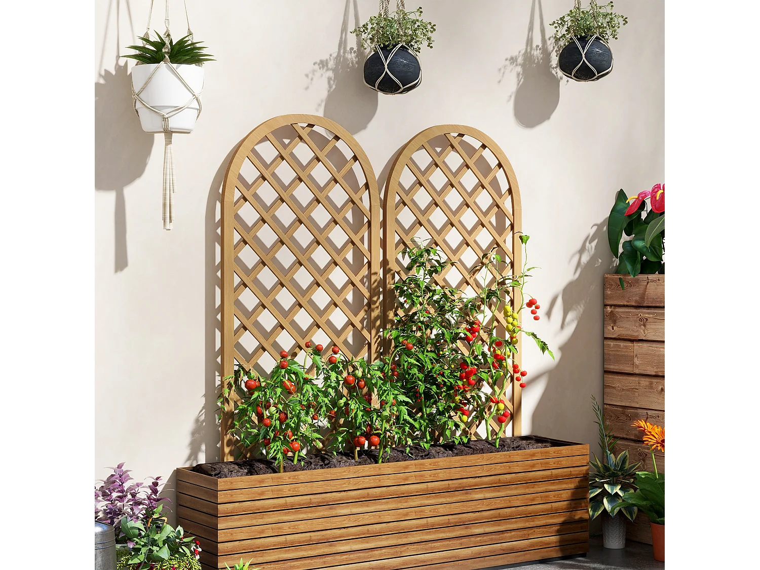 Lot de 2 treillis bois pour plantes grimpantes dim. 60L x 120H cm sapin pré-huilé