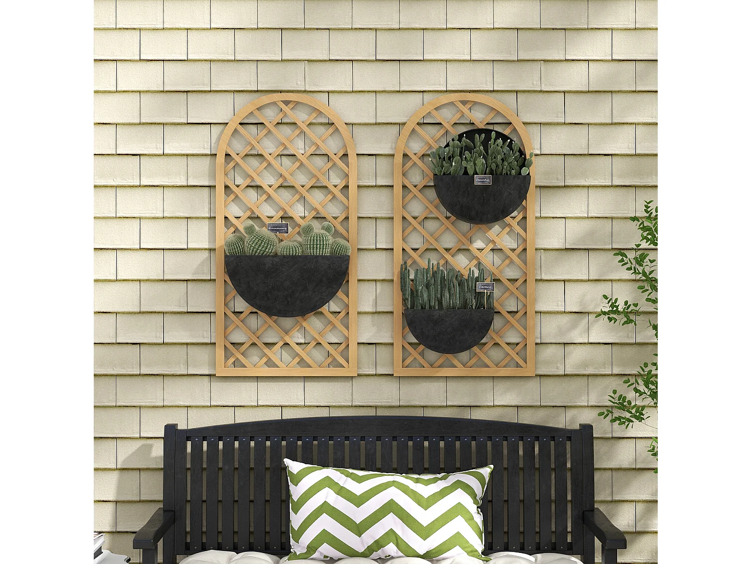 Lot de 2 treillis bois pour plantes grimpantes dim. 60L x 120H cm sapin pré-huilé