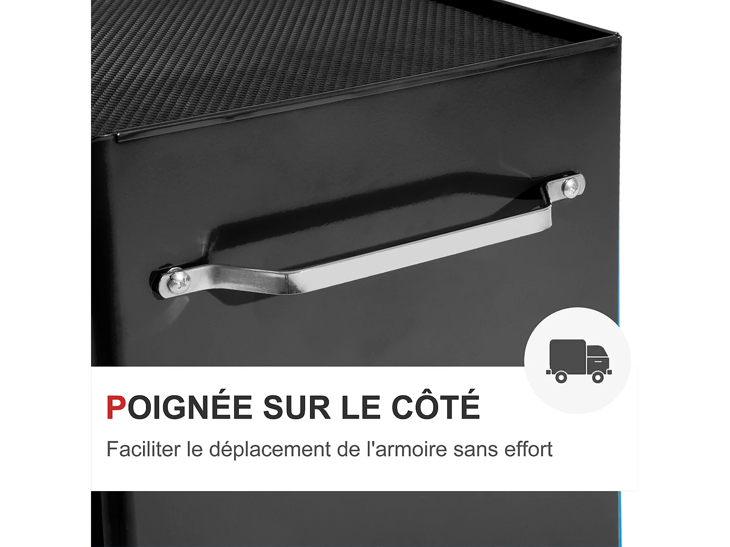 Servante d'atelier 5 tiroirs verrouillables 2 clés tôle d'acier noir