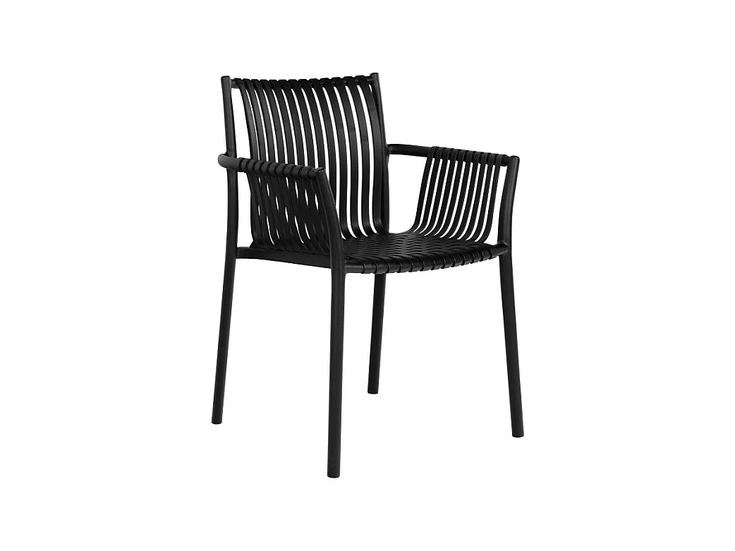 Tulsa - Lot de 4 chaises de jardin en plastique - Noir