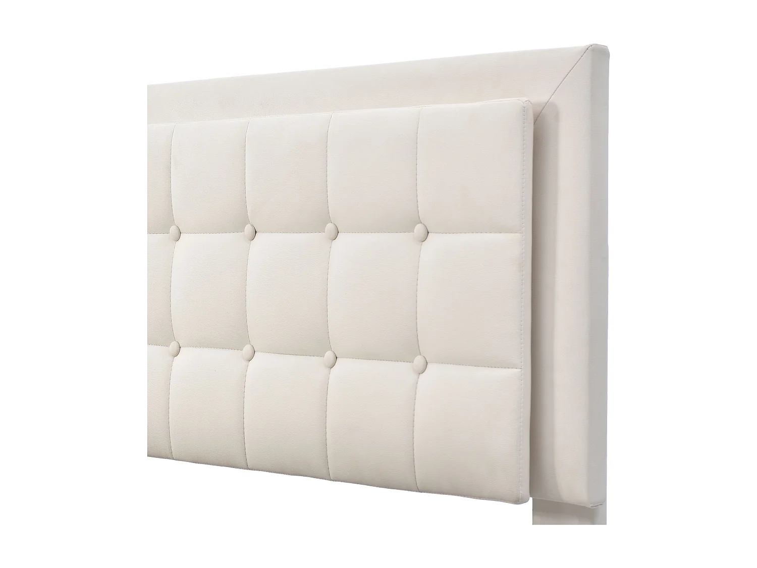 Lit coffre double PU blanc rembourré avec tête de lit haute, éclairage LED 160*200cm STUDDU