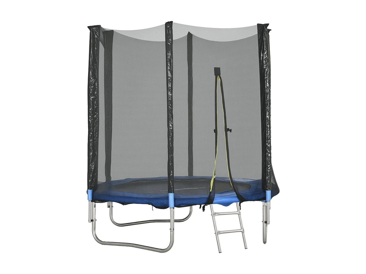 Trampoline d'extérieur Ø 180 cm avec filet de sécurité, poteaux rembourrés et échelle