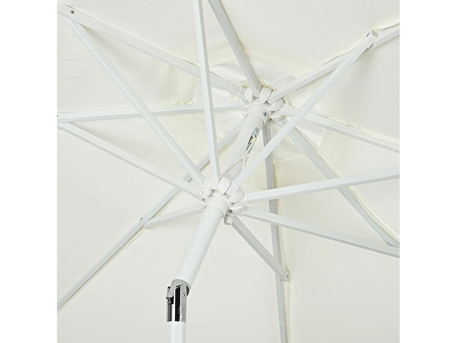 Parasol inclinable de jardin style bohème à franges polyester haute densité crème