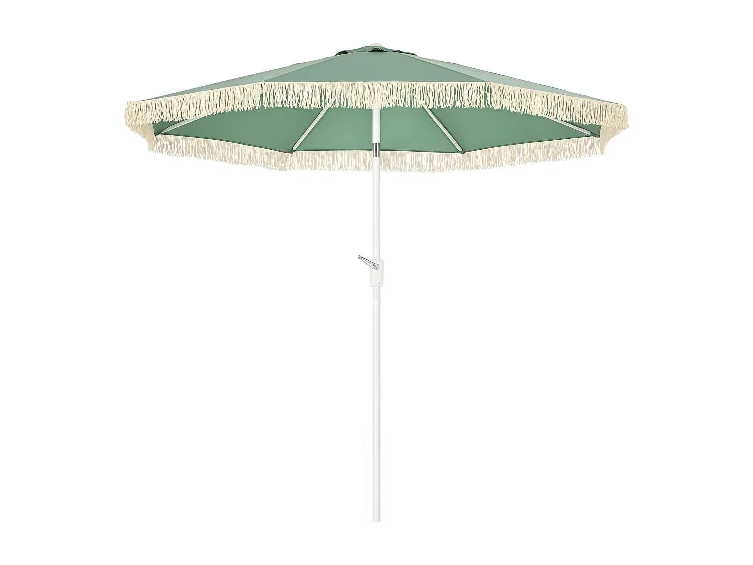 Parasol inclinable de jardin style bohème à franges polyester haute densité vert