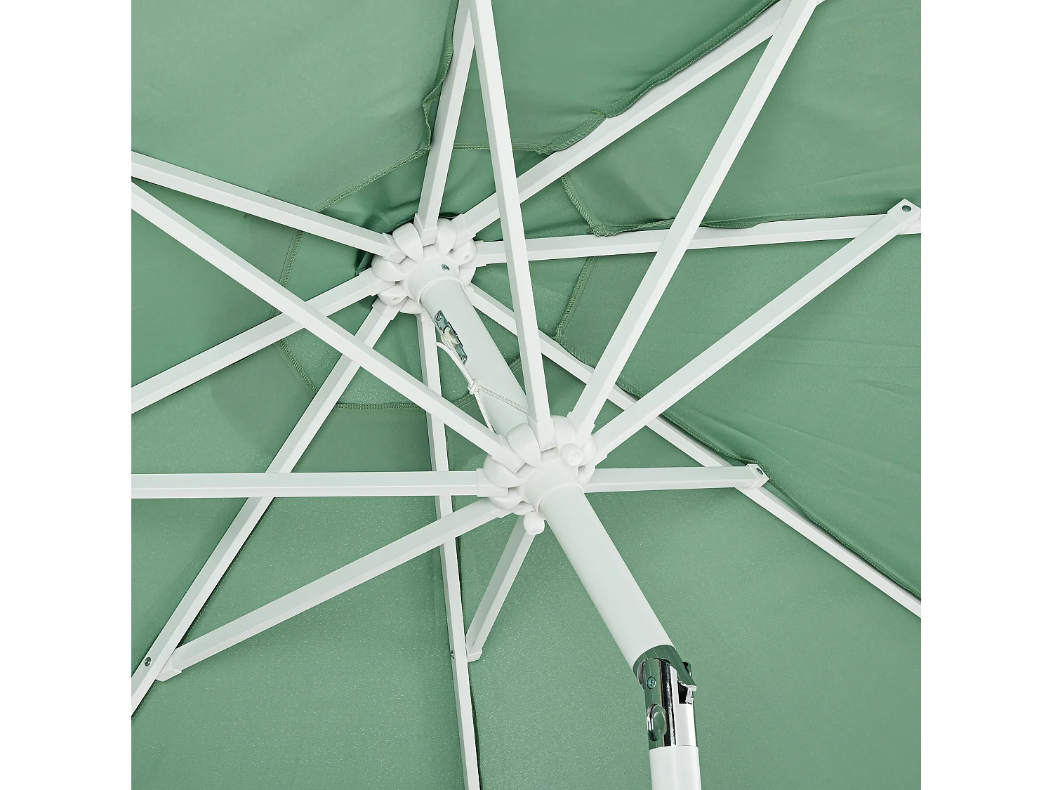 Parasol inclinable de jardin style bohème à franges polyester haute densité vert