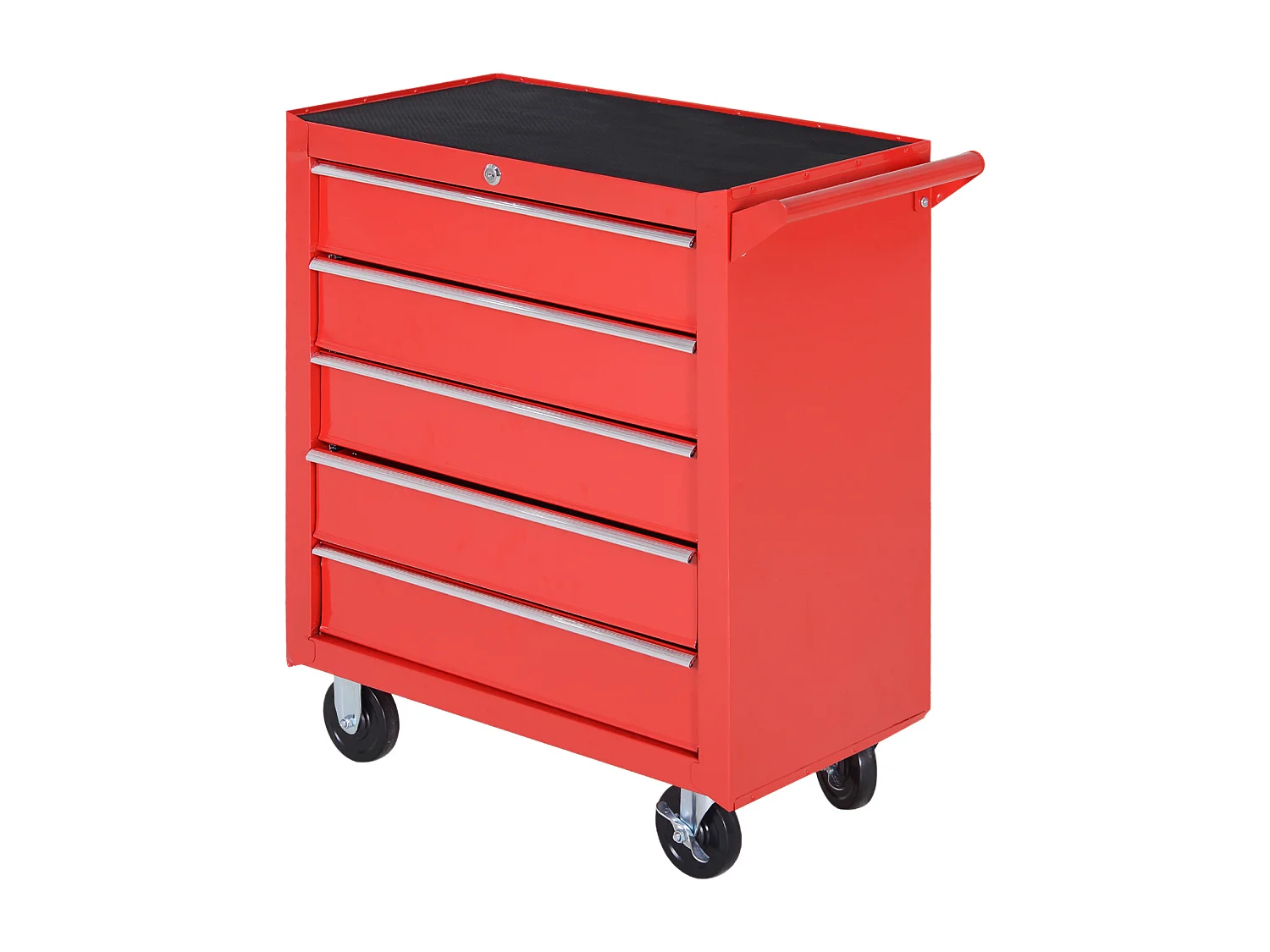 Servante d'atelier 5 tiroirs verrouillables 2 clés tôle d'acier rouge