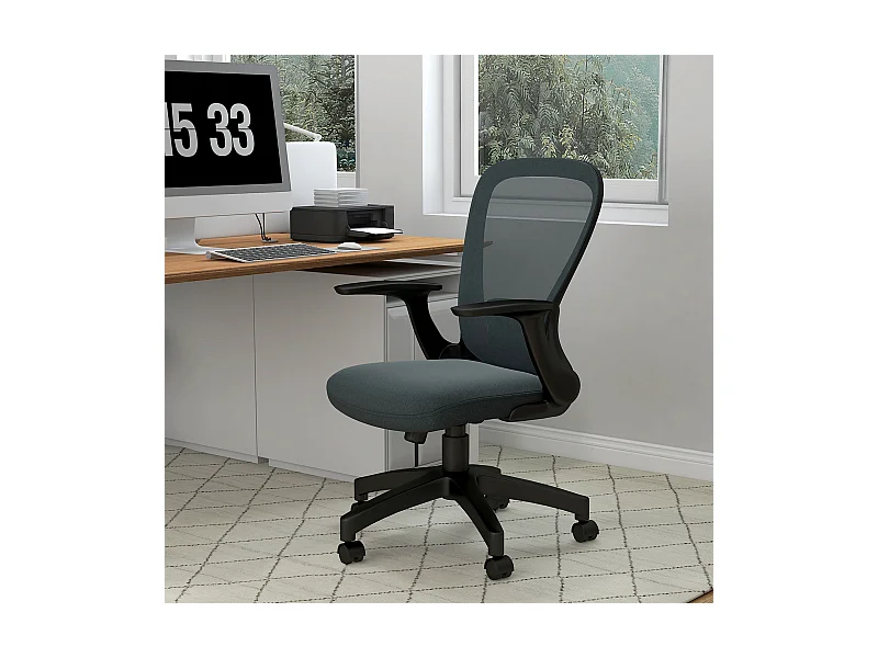 Chaise de bureau ergonomique - soutien lombaire, hauteur réglable, pivotante - noir anthracite