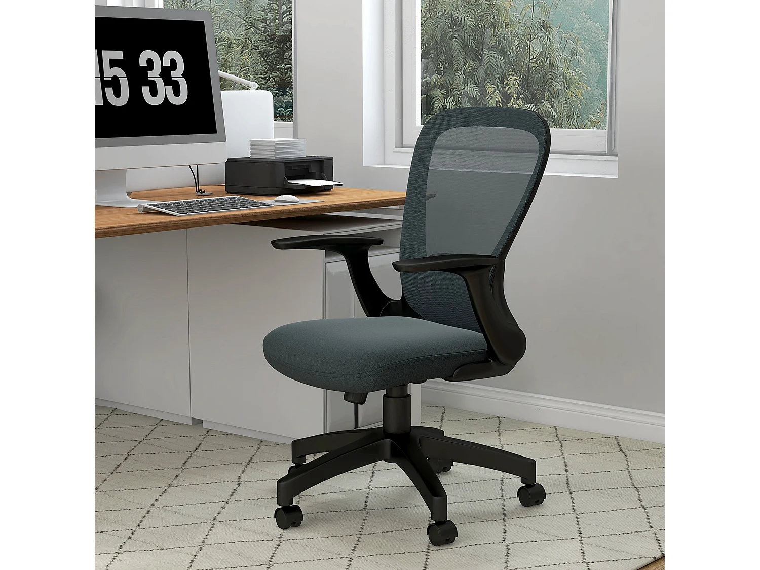 Chaise de bureau ergonomique - soutien lombaire, hauteur réglable, pivotante - noir anthracite