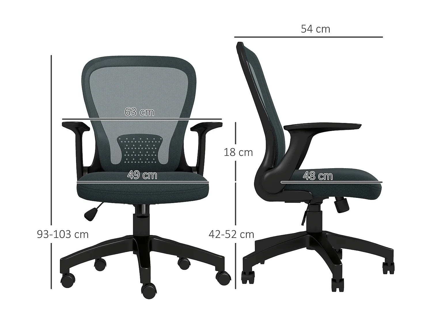 Chaise de bureau ergonomique - soutien lombaire, hauteur réglable, pivotante - noir anthracite