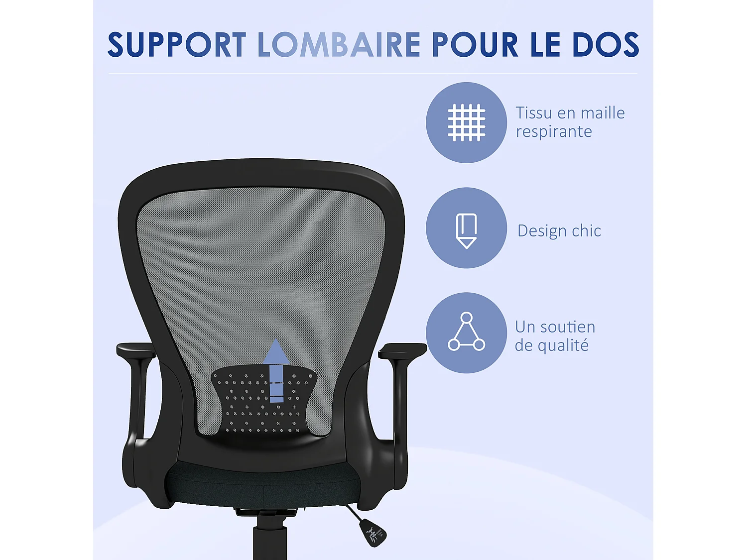 Chaise de bureau ergonomique - soutien lombaire, hauteur réglable, pivotante - noir anthracite