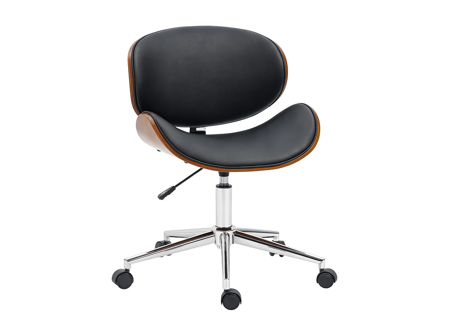 Chaise de bureau manager design vintage pivotante réglable bois peuplier acier chromé synthétique noir