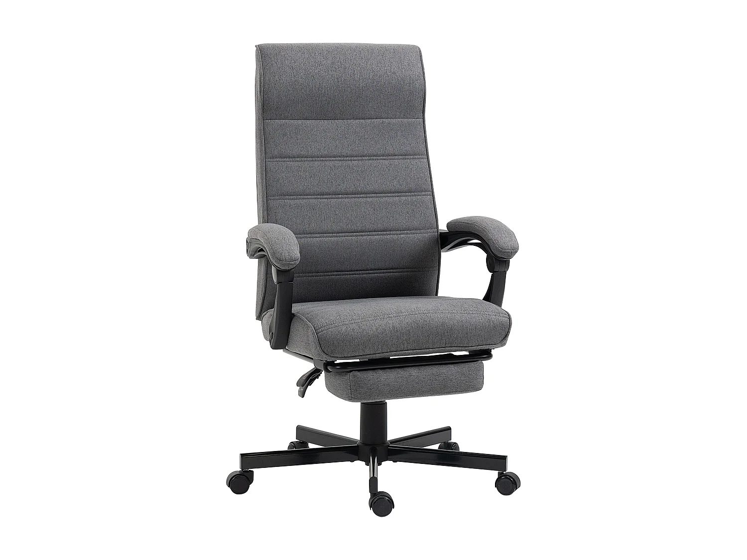 Chaise de bureau manager ergonomique inclinable réglable repose-pied rétractable tissu gris