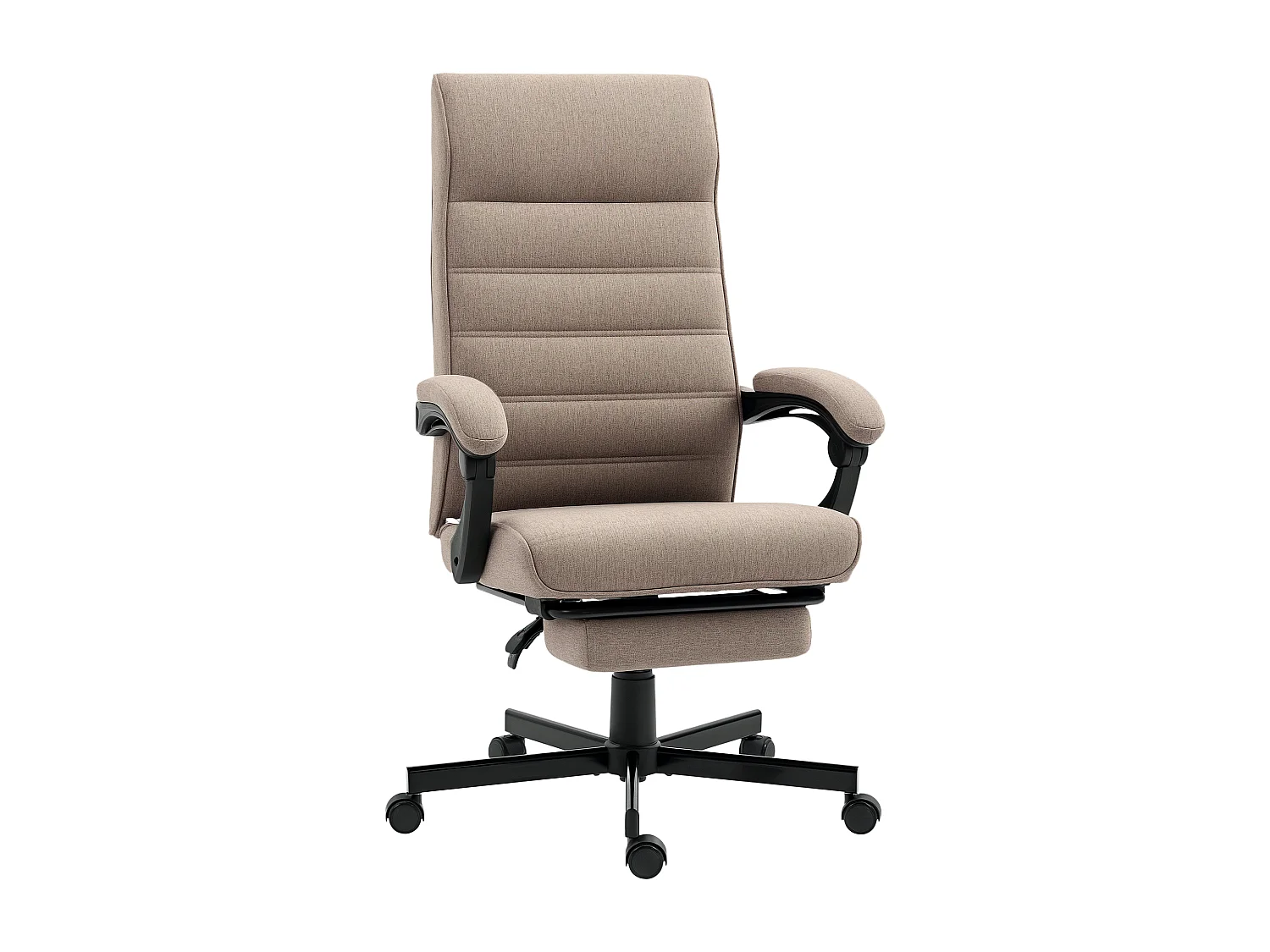 Chaise de bureau manager ergonomique inclinable réglable repose-pied rétractable tissu marron