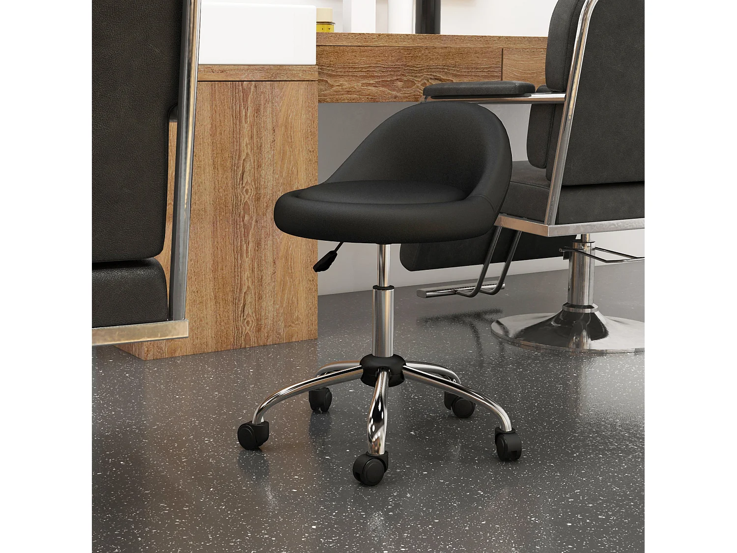 Tabouret à roulettes tabouret de travail pivotant 360° réglable noir