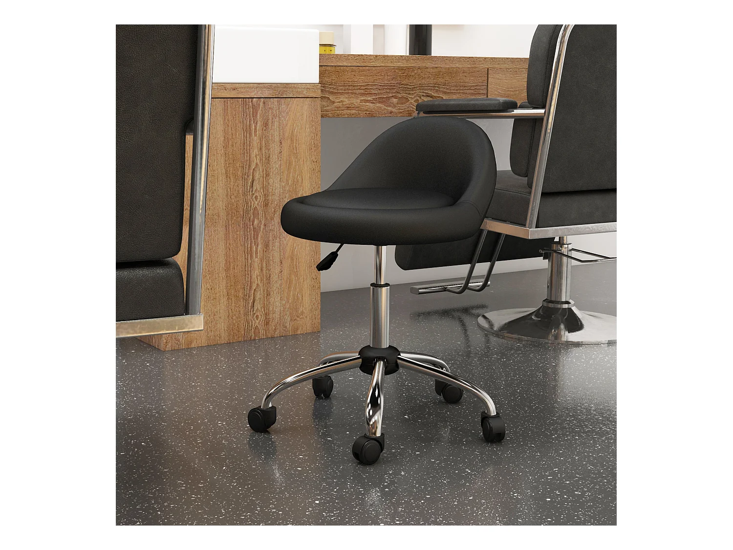 Tabouret à roulettes tabouret de travail pivotant 360° réglable noir