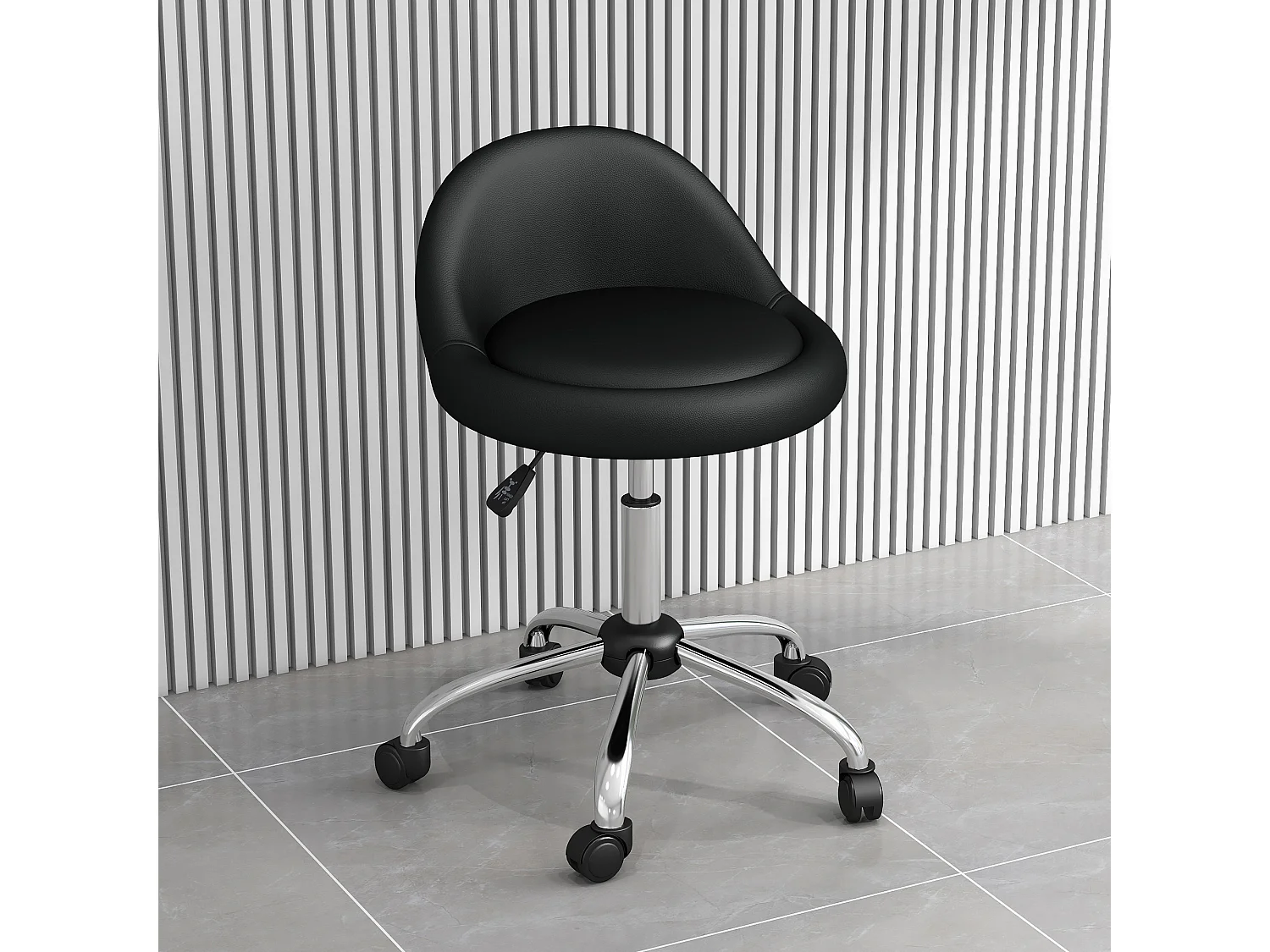 Tabouret à roulettes tabouret de travail pivotant 360° réglable noir