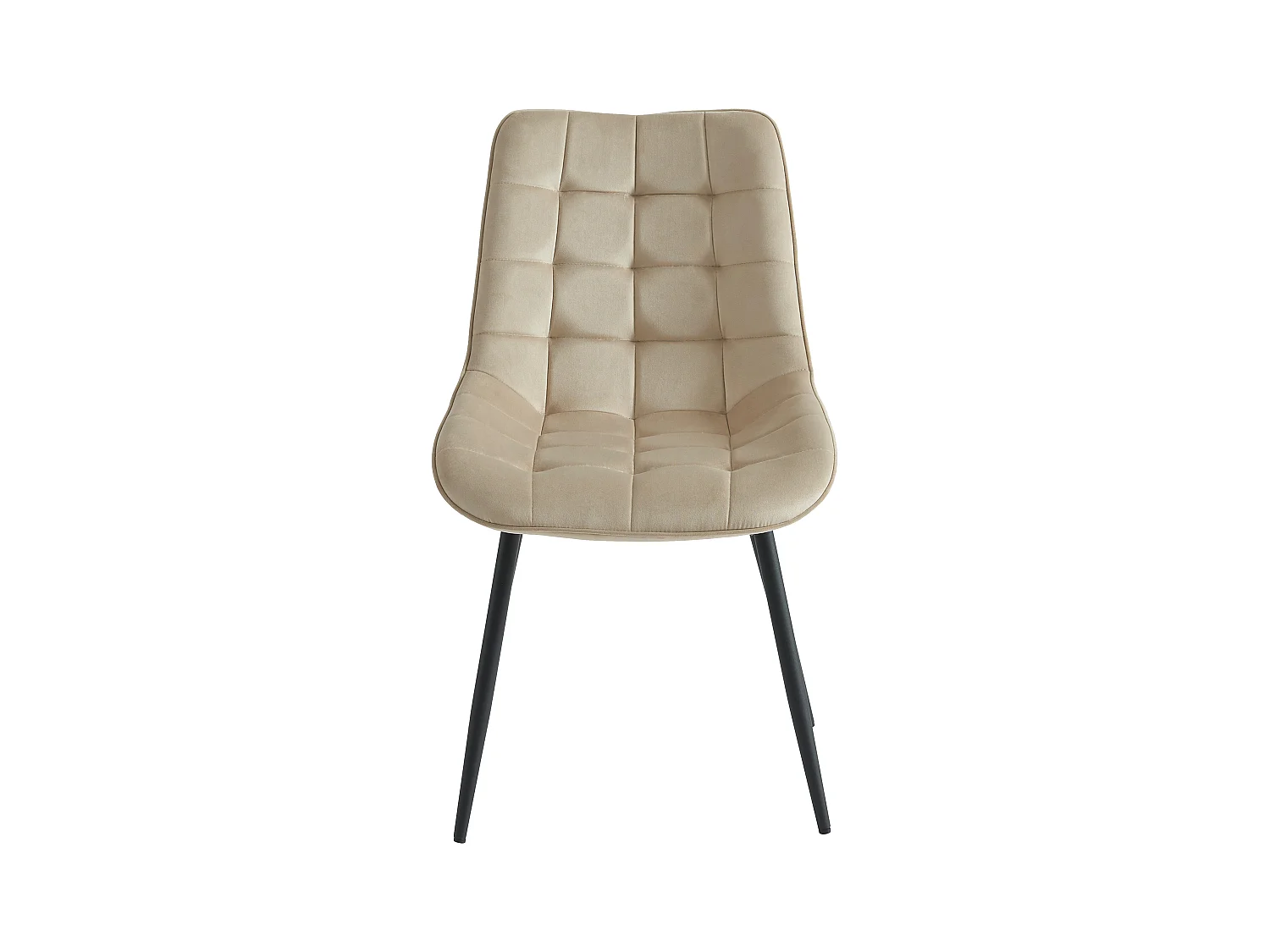 Conjunto de 6 sillas acolchadas - Terciopelo y metal negro - Beige - OLLUA