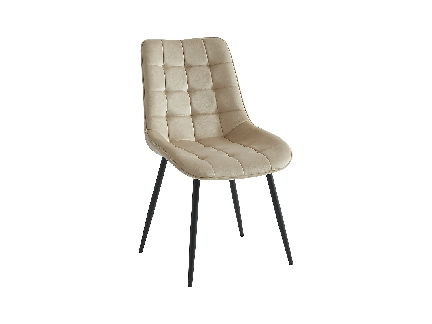 Conjunto de 6 sillas acolchadas - Terciopelo y metal negro - Beige - OLLUA