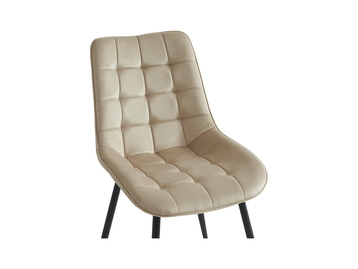 Conjunto de 6 sillas acolchadas - Terciopelo y metal negro - Beige - OLLUA