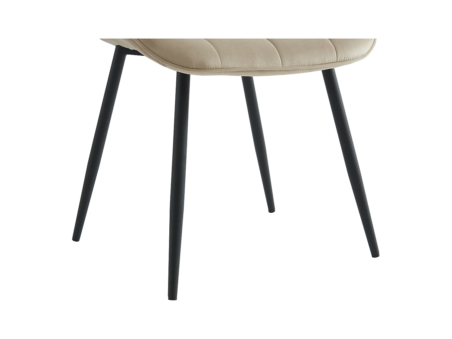 Conjunto de 6 sillas acolchadas - Terciopelo y metal negro - Beige - OLLUA