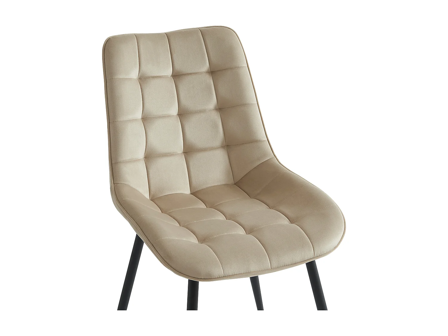 Lot de 6 chaises matelassées - Velours et métal noir - Beige - OLLUA