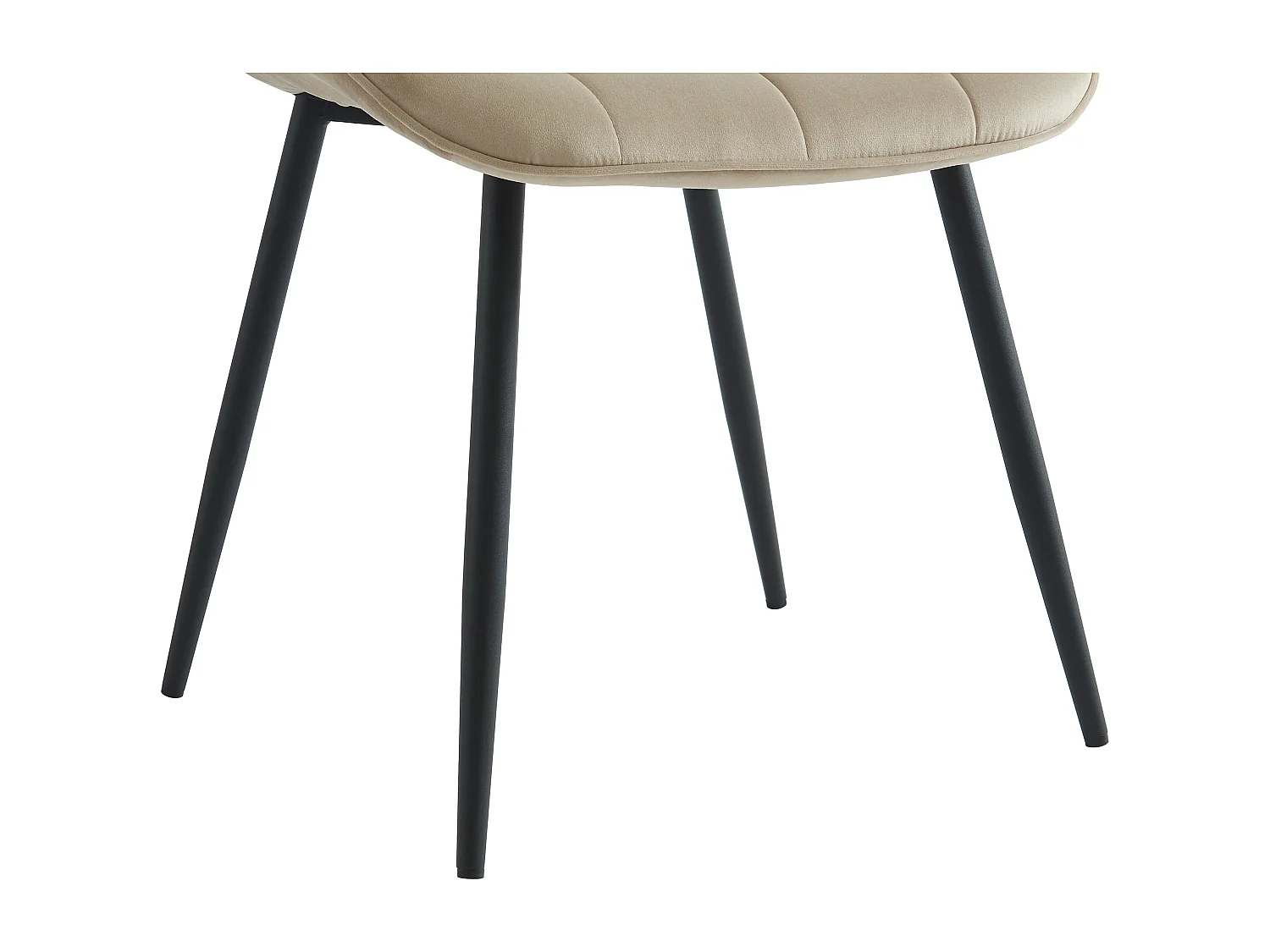 Lot de 6 chaises matelassées - Velours et métal noir - Beige - OLLUA