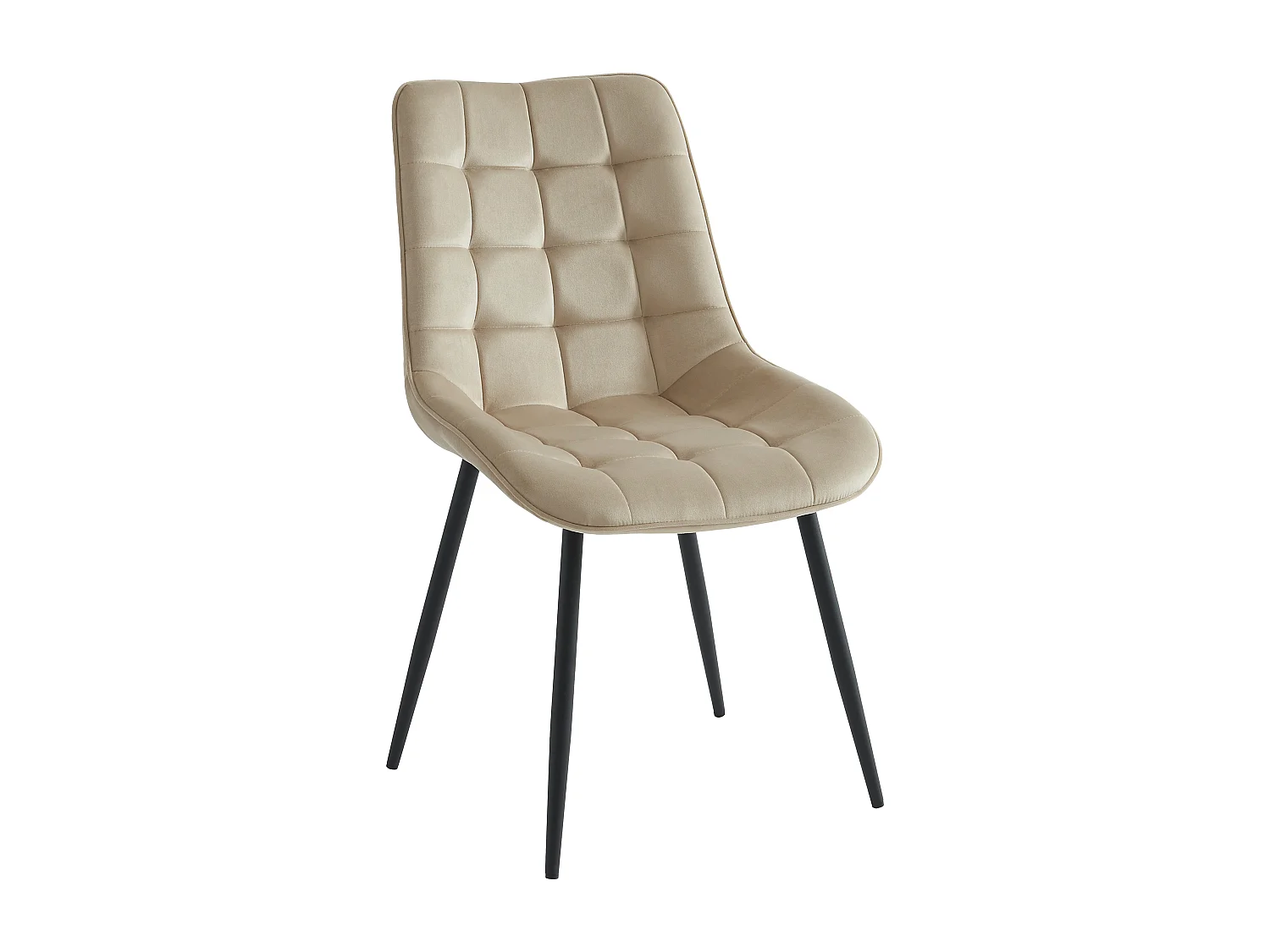 Lot de 6 chaises matelassées - Velours et métal noir - Beige - OLLUA