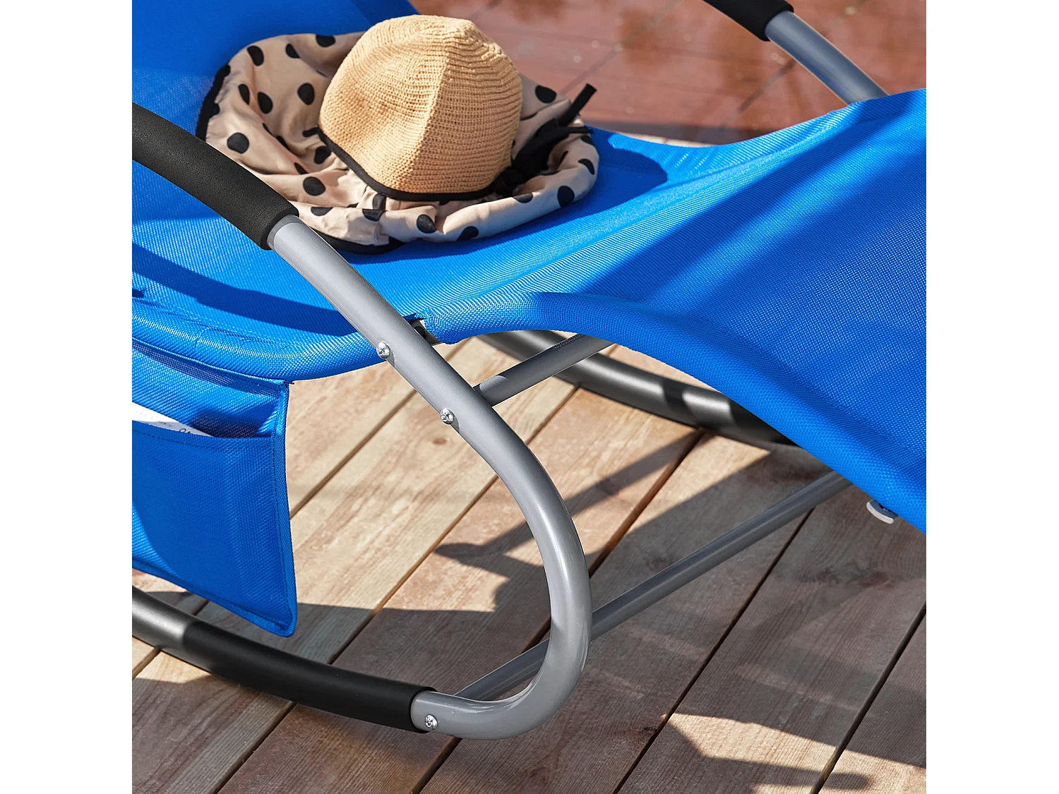 SoBuy Set van 2 ligstoelen, schommelstoelen met hoofdsteun, zijvak en voetsteun, tuinligstoelen, comfortabele schommelstoelen, OGS28-KBx2