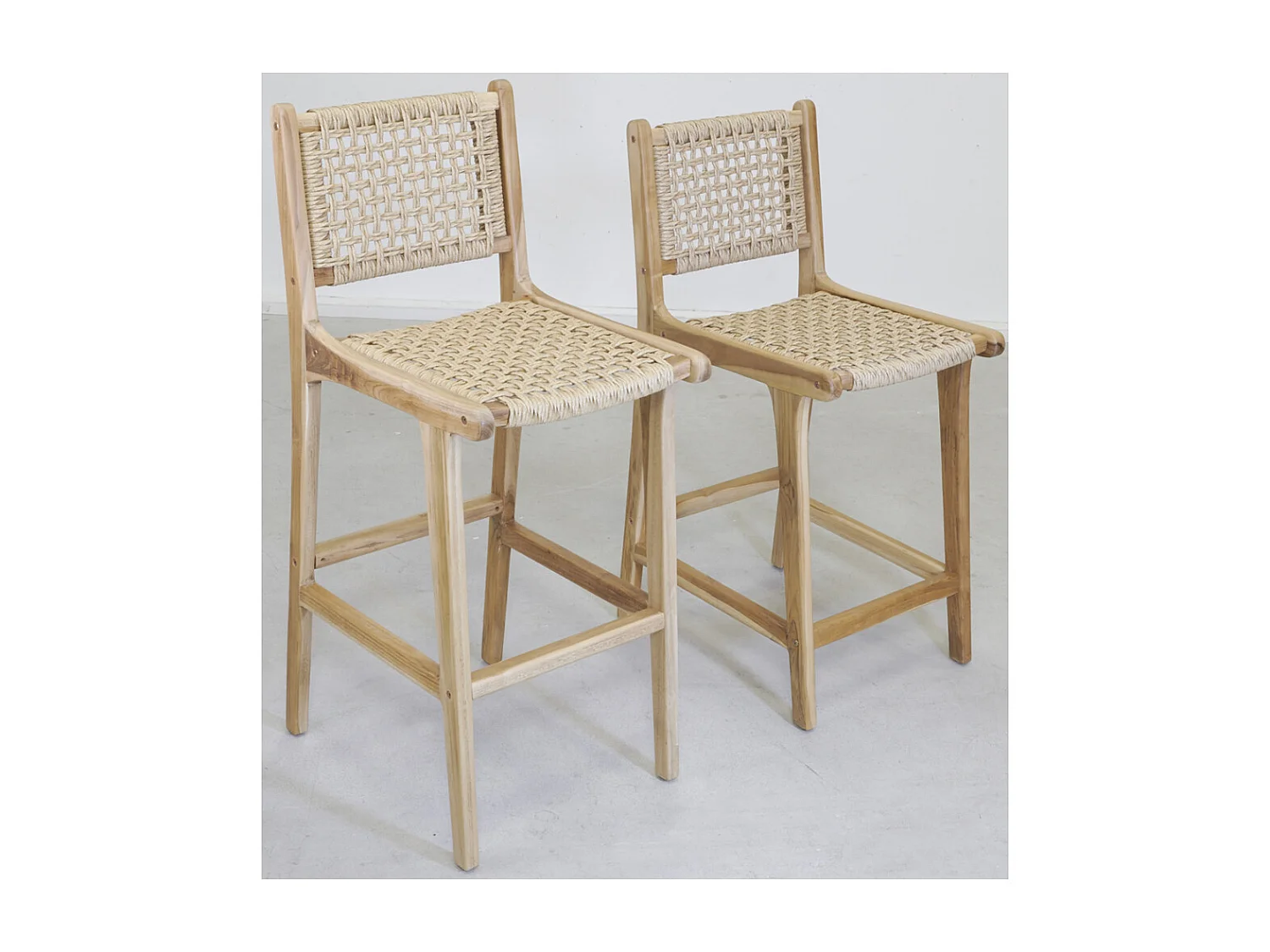 Tabouret de bar en teck naturel BAIA (Lot de 2) Hauteur 110 cm