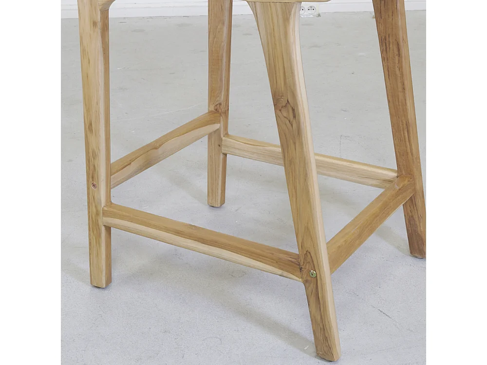 Tabouret de bar en teck naturel BAIA (Lot de 2) Hauteur 110 cm