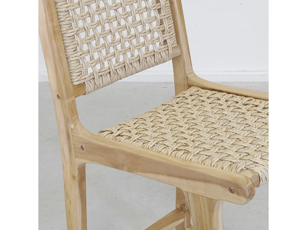 Tabouret de bar en teck naturel BAIA (Lot de 2) Hauteur 110 cm