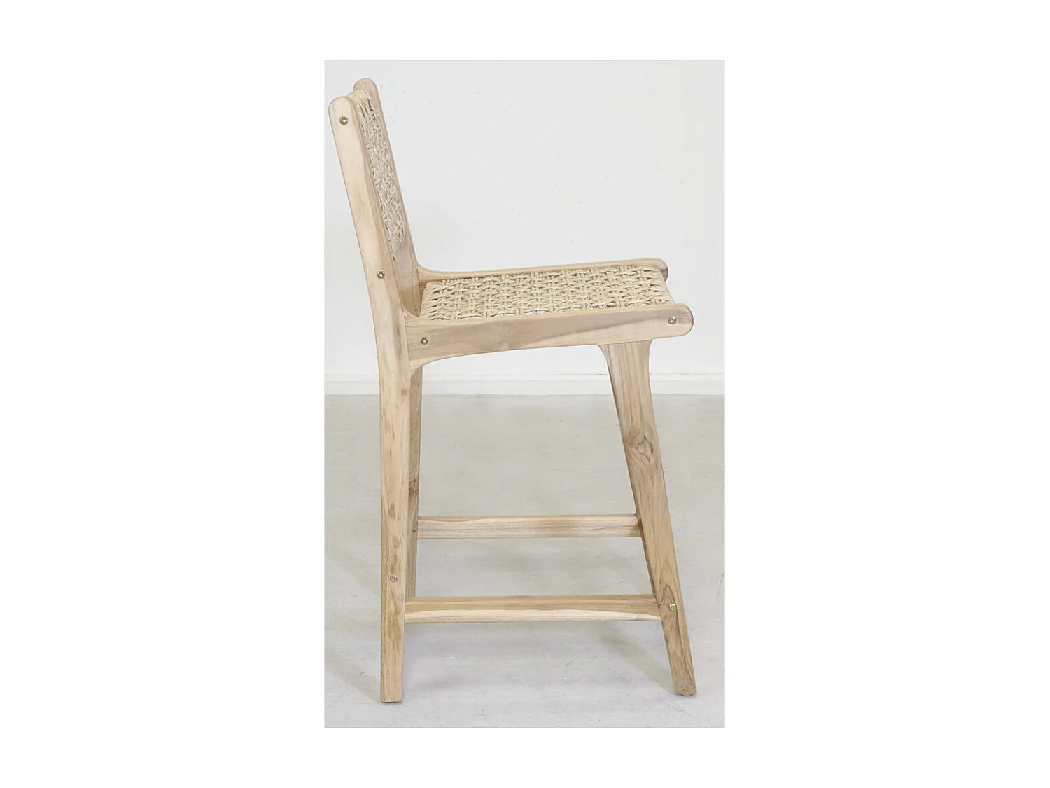 Tabouret de bar en teck naturel BAIA (Lot de 2) Hauteur 110 cm