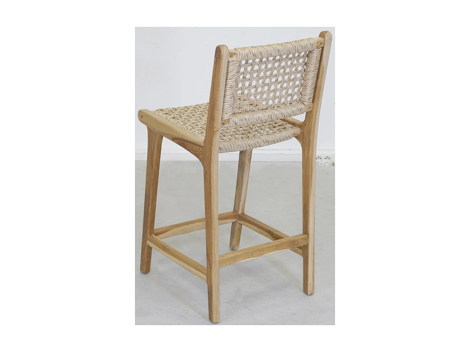 Tabouret de bar en teck naturel BAIA (Lot de 2) Hauteur 110 cm