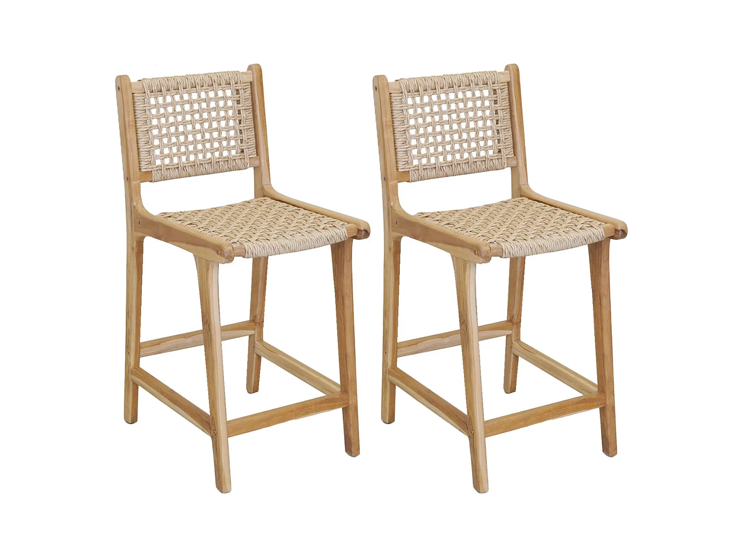 Tabouret de bar en teck naturel BAIA (Lot de 2) Hauteur 110 cm