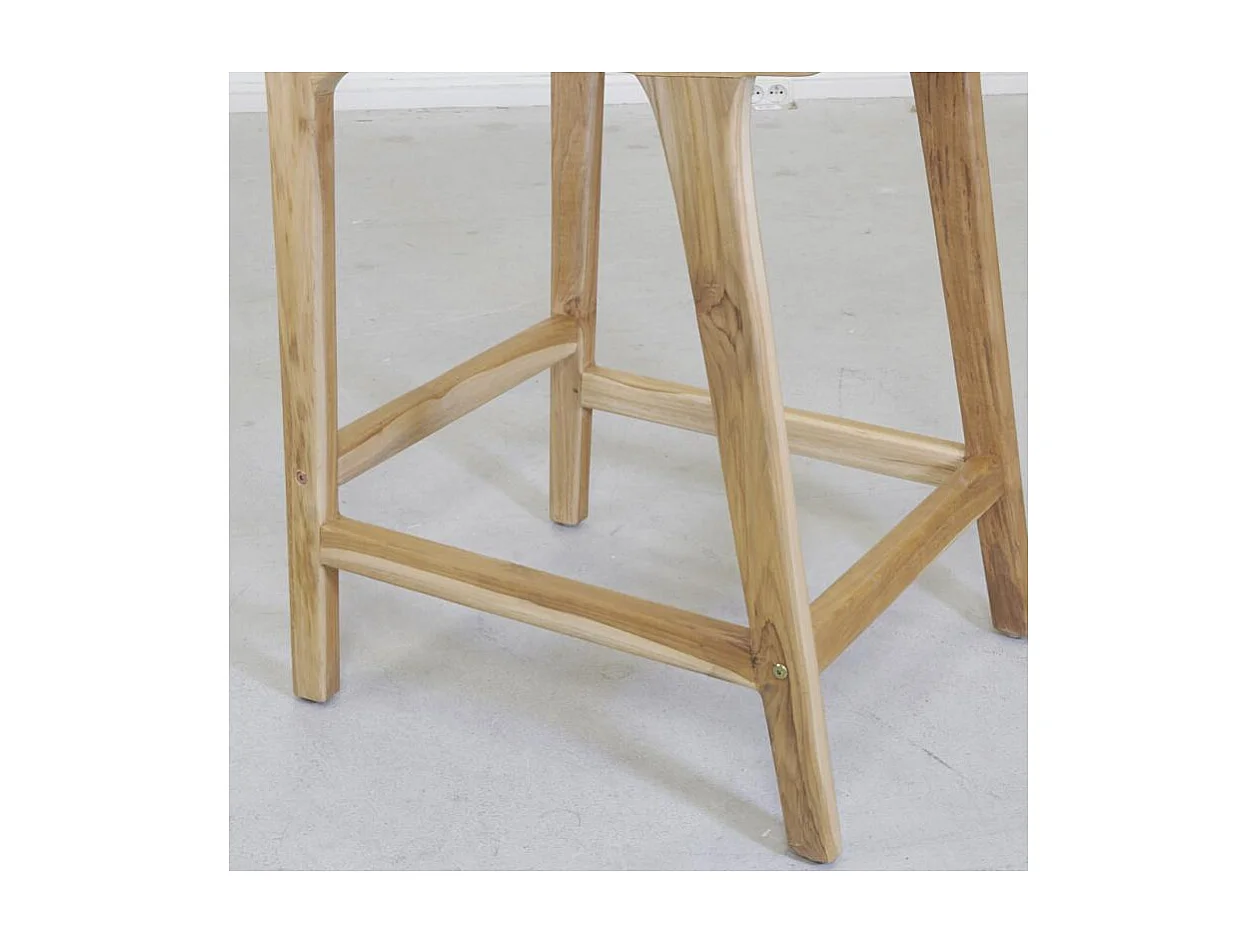 Tabouret bar en teck naturel et cannage BAIA (Lot de 2) Hauteur 100 cm