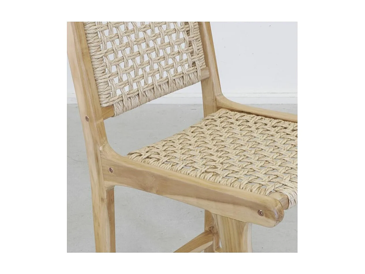 Tabouret bar en teck naturel et cannage BAIA (Lot de 2) Hauteur 100 cm